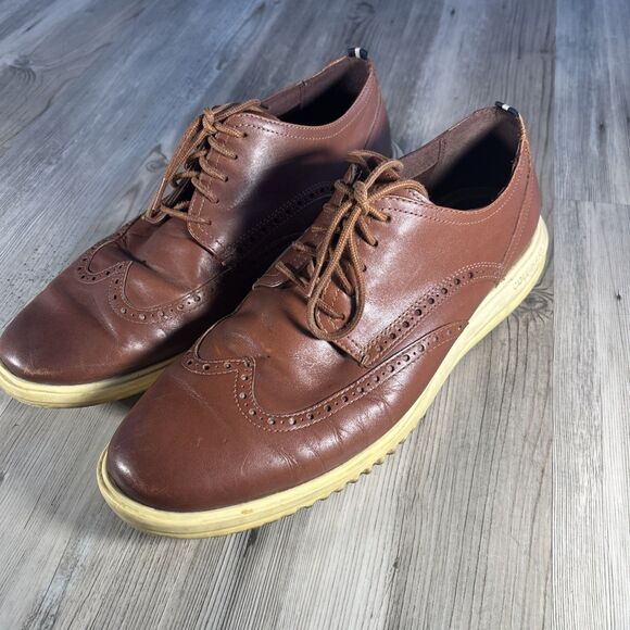 Cole Haan Grand Wingtip Oxford British Tan Brown Men's Shoes Size 11 - Picture 2 of 10